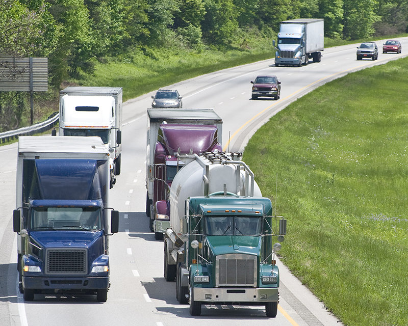 Busy Traffic On An Interstate Highway